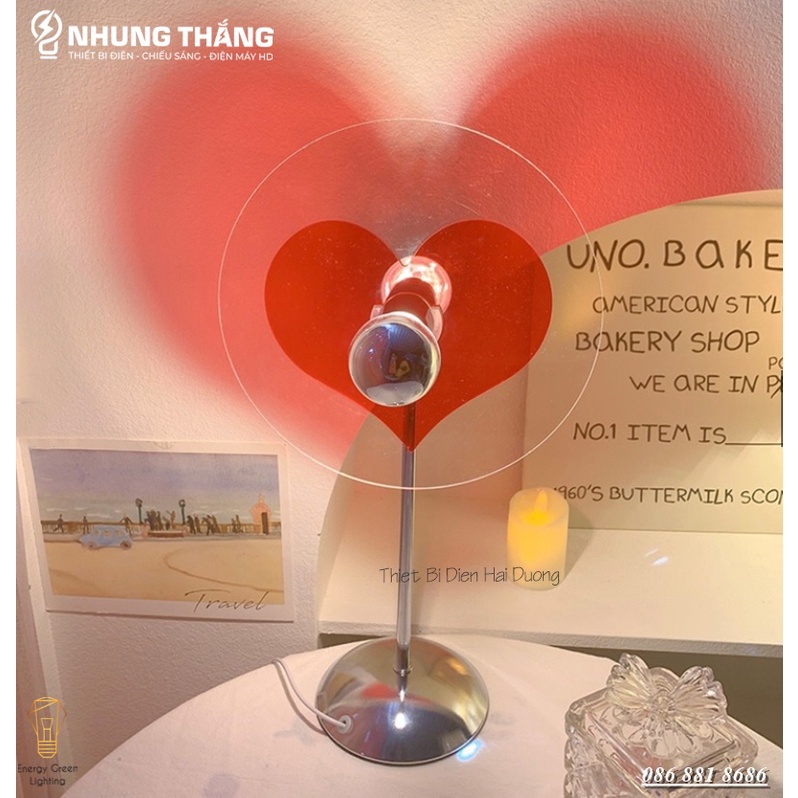 Đèn Bàn Hình Trái Tim Ánh Sáng Siêu Đẹp DB-920 - Decor Trang Trí Phòng Ngủ Lãng Mạn - Bảo Hành 12 Tháng