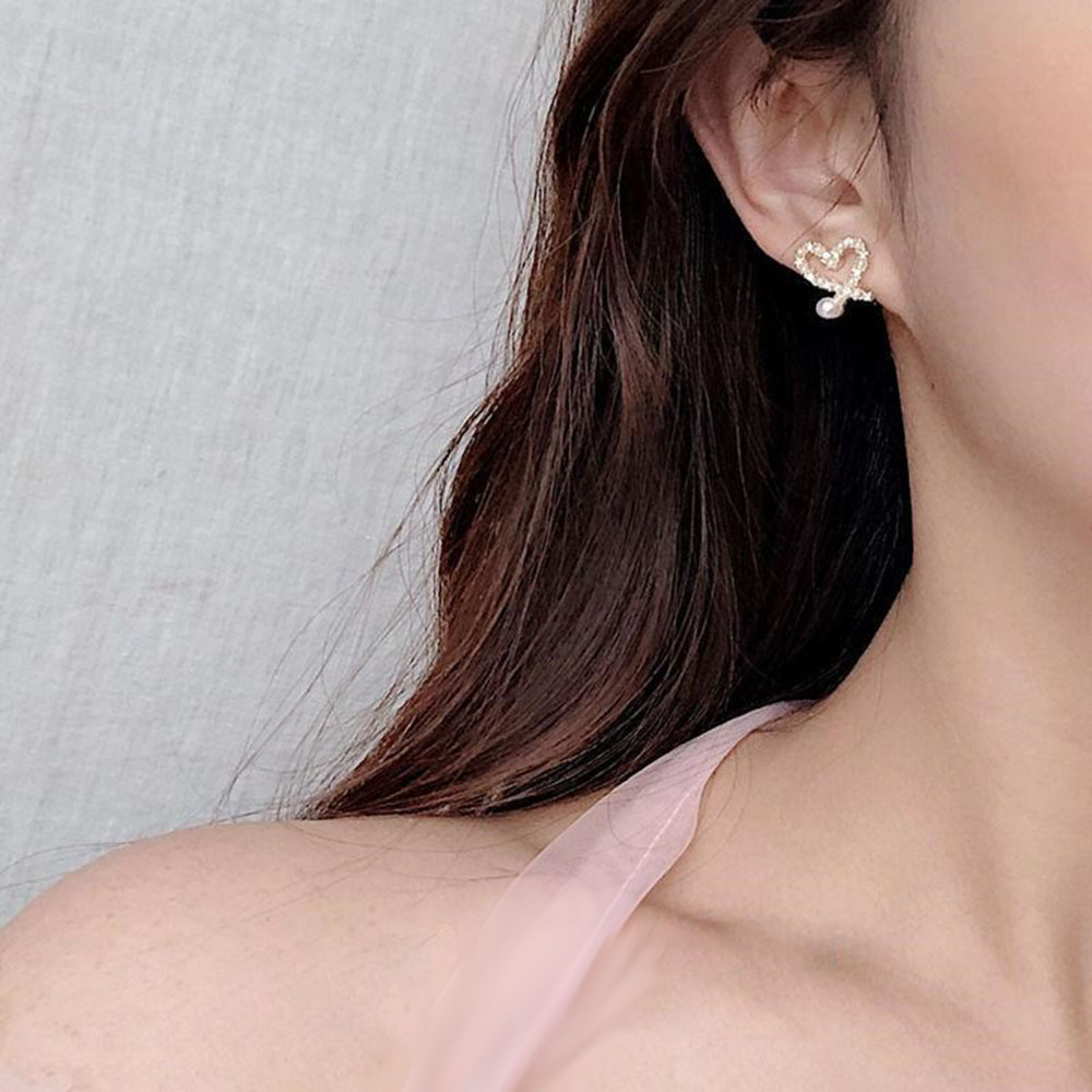 Hoa Tai Hình Trái Tim Xinh Xắn Dành Cho Nữ Yanqueens Đồ trang sức Quà tặng