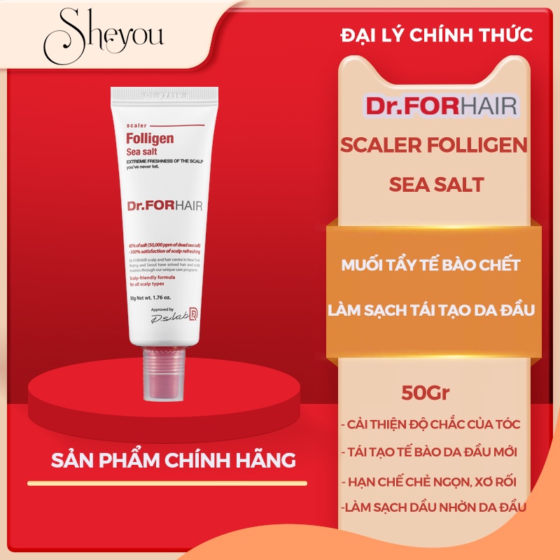 Muối Biển Tẩy Tẩy Tế Bào Da Đầu Chết Làm Sạch Da Đầu Dr.FORHAIR Sea Salt Scaler 50g, DR134-1