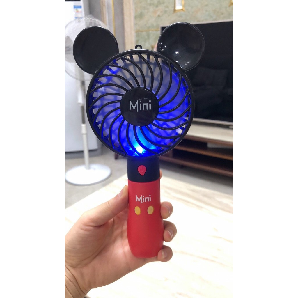 Quạt Mini Cầm Tay Hình Chuột Mickey Sạc Usb Siêu Đáng Yêu Cho Bé