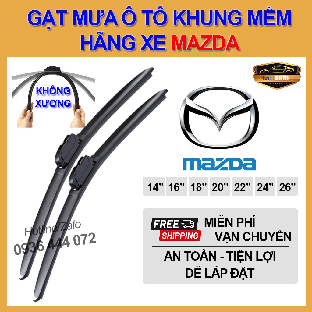 [MAZDA] Cần gạt nước mưa khung mềm cao cấp CX5,CX9,MAZDA2,MAZDA3,MAZDA 6 thanh gạt kính nước mưa xe ô tô, lưỡi gạt mưa