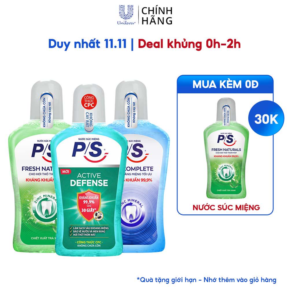 Bộ 2 Nước súc miệng P/S Chuyên gia kháng khuẩn 500ml giúp kháng khuẩn 99.9% chỉ sau 30 giây*