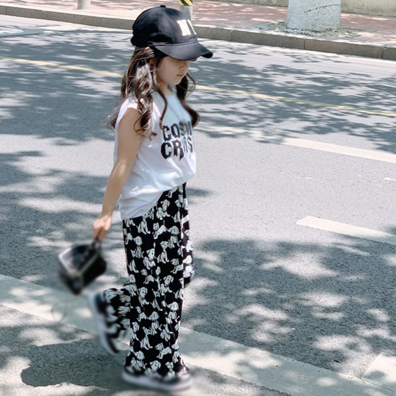 Se7en Bộ Quần Áo Mùa Hè Không Tay In Chữ Giản Dị Phong Cách Hàn Quốc Dành Cho Bé Gái