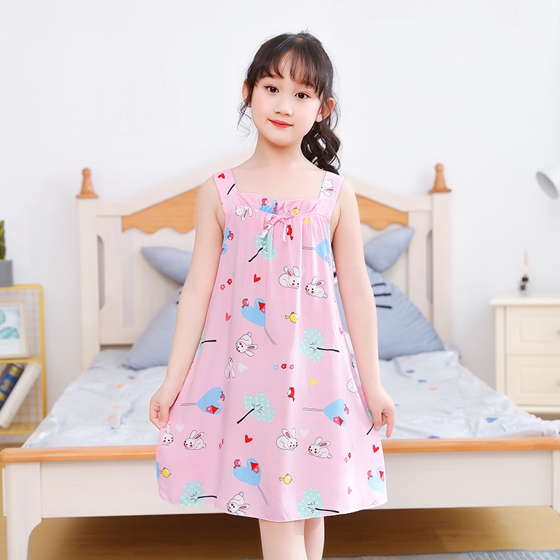 Đồ ngủ Cotton Lụa Mỏng Hai Dây Dành Cho Bé Gái