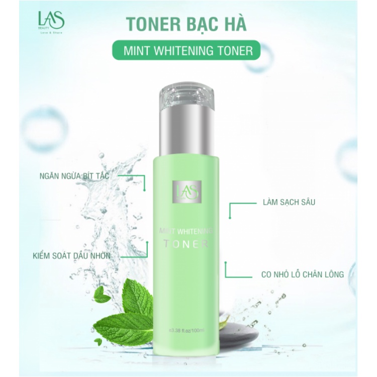 Nước cân bằng da, toner bạc hà, toner tinh thể bạc hà, LAS BEAUTY, 100ml | BigBuy360 - bigbuy360.vn