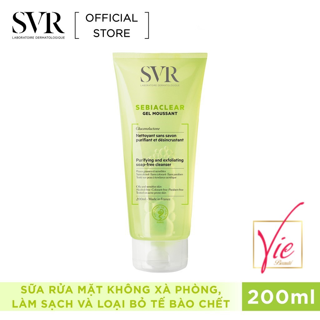 SVR Sebiaclear Gel Moussant làm sạch và loại bỏ tế bào chết SVR SEBIACLEAR Gel Moussant 200ml