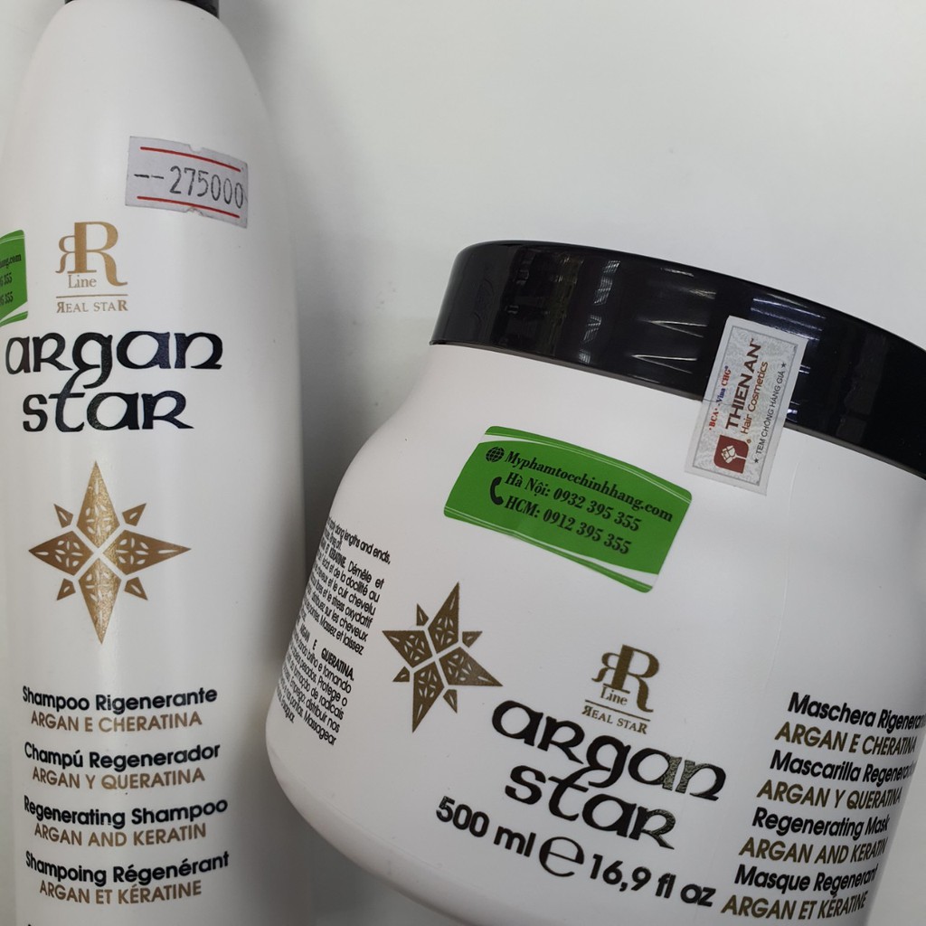 GỘI HẤP REAL STAR ARGAN  DƯỠNG ẨM PHỤC HỒI 350ML-500ML