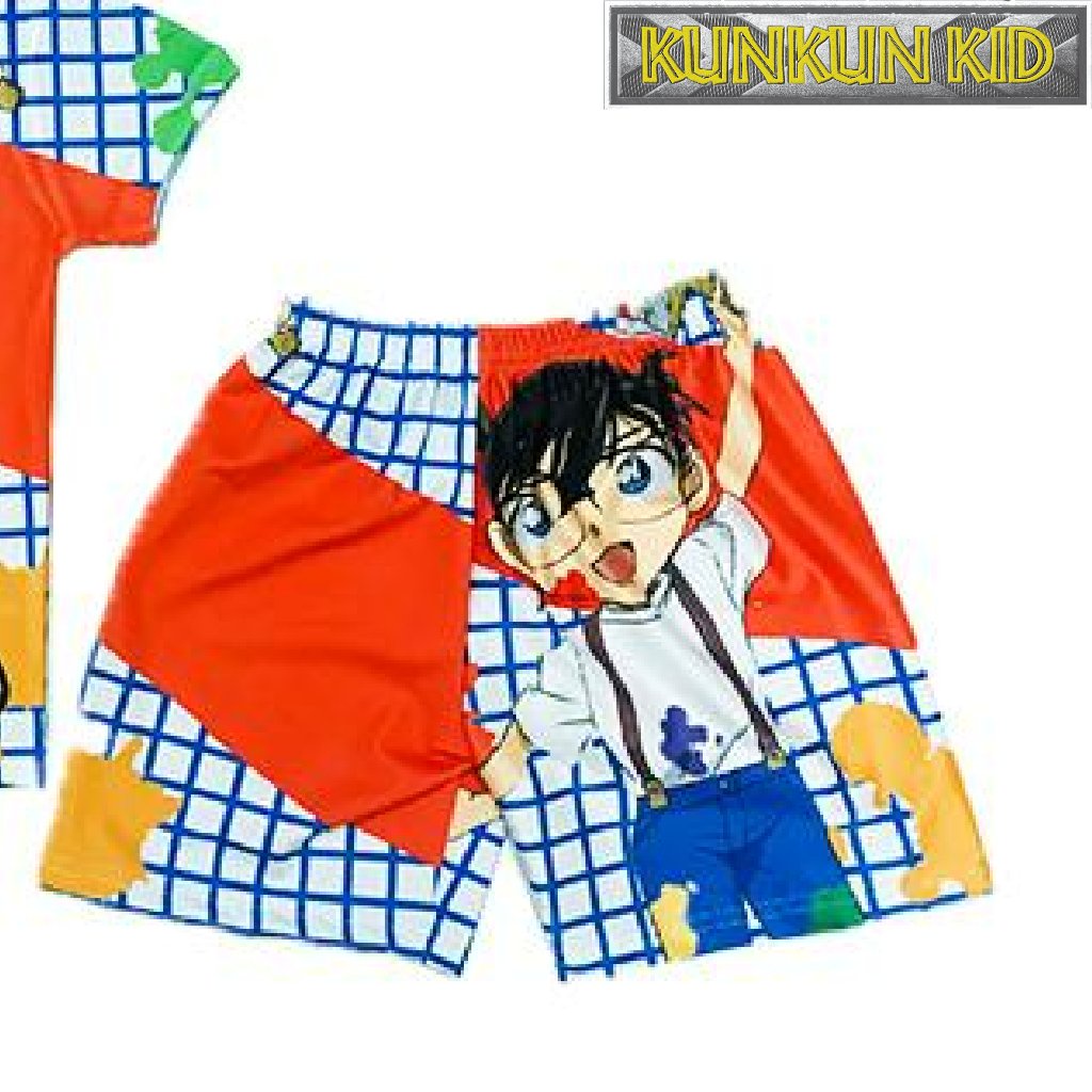 Set quần áo bé trai thun lạnh in 3d hình thám tử lừng danh conan Kunkun Kid TP117 size đại từ 10-60kg