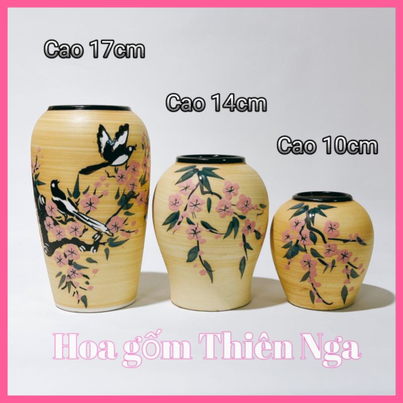 Combo bộ 3 lọ bình cắm hoa gốm sứ Bát Tràng