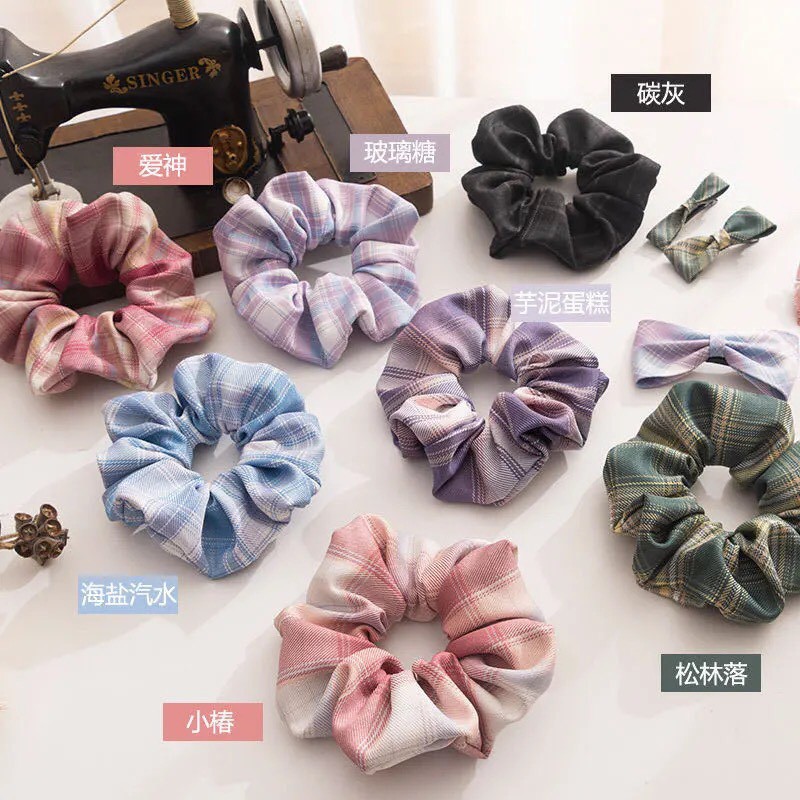 Cột tóc caro cotton siêu dễ thương