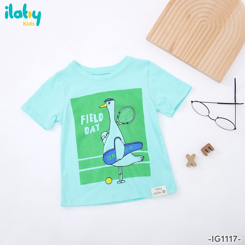 Áo phông bé trai gái ILABY basic in hình chất liệu cotton thoáng mát
