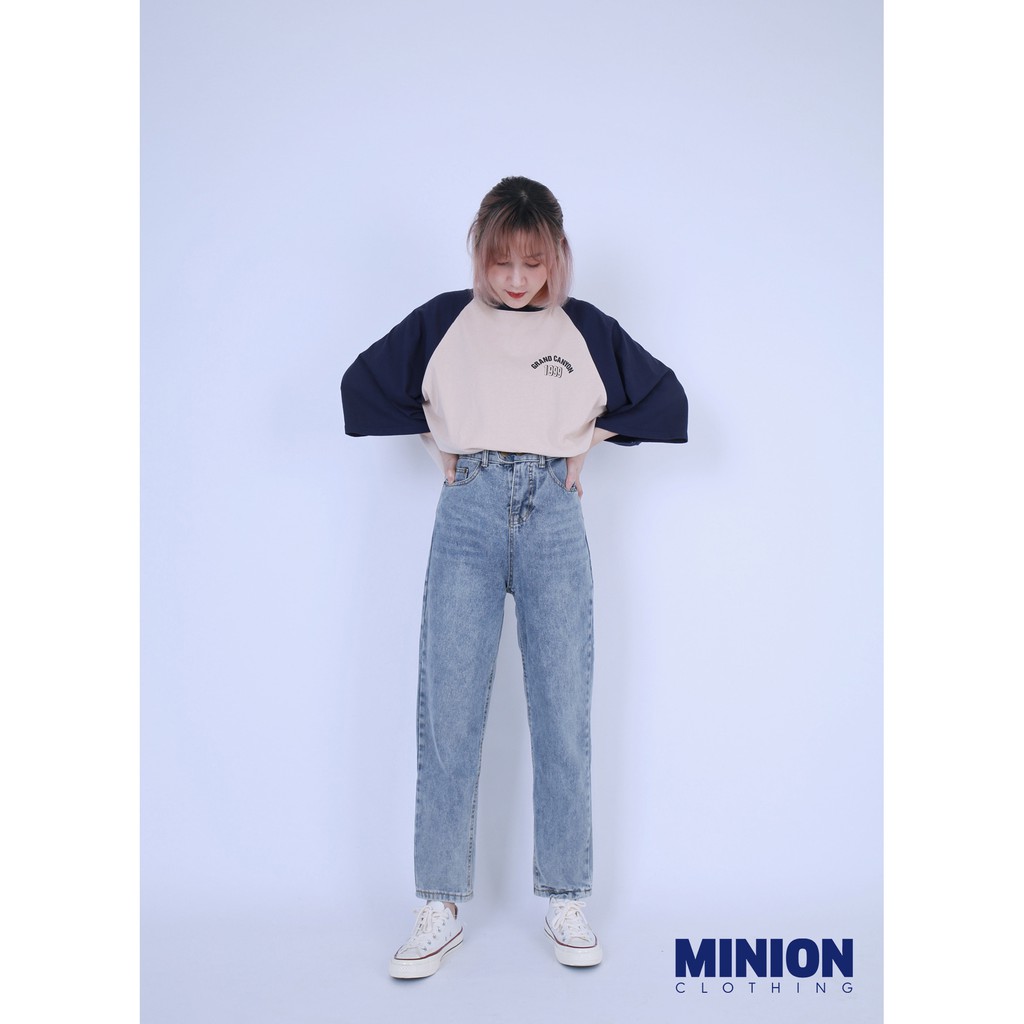 Quần baggy jeans Minion Clothing, cạp lưng cao, phong cách Ulzzang Streetwear Q209