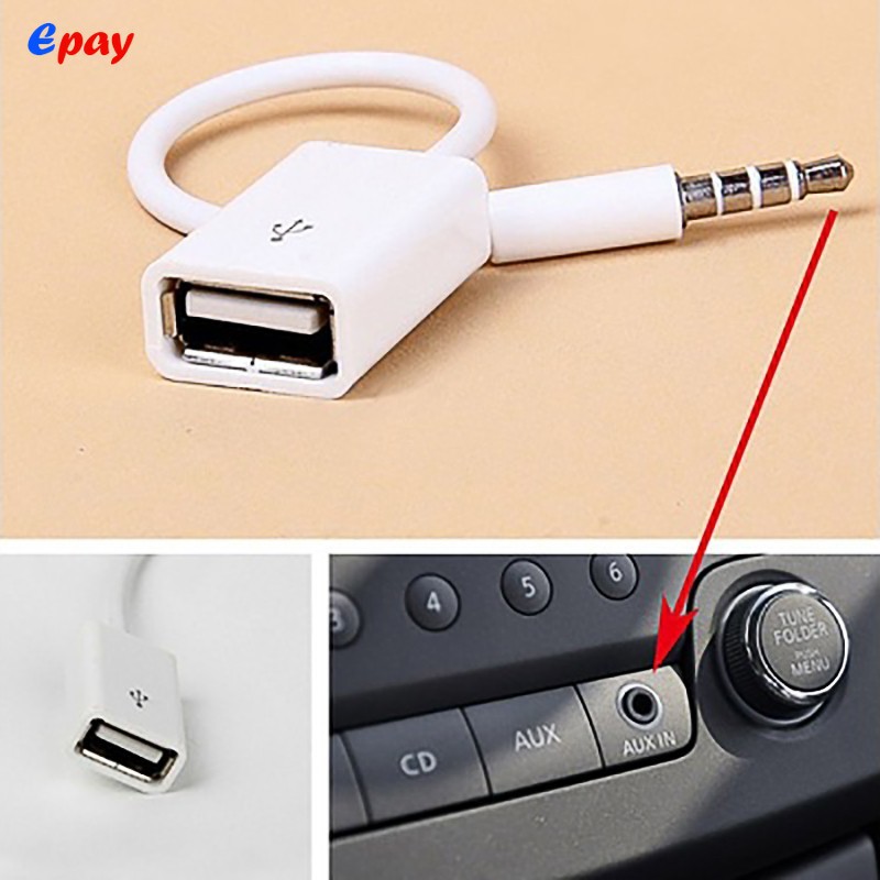 EPAY Nam AUX Audio Cắm 3,5 mm Jack vào USB 2.0 Nữ chuyển đổi dây cáp xe MP3