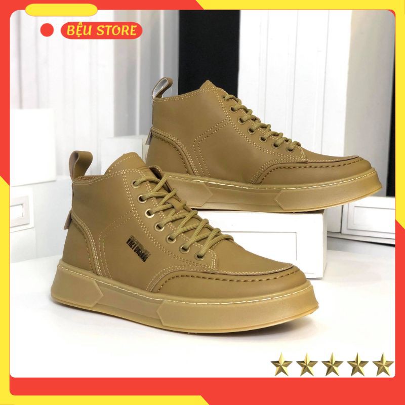 Giày Cao Cổ Nam ⚜️𝑭𝑹𝑬𝑬𝑺𝑯𝑰𝑷⚜️ -  Da Thật Hàng Siêu Đẹp - Hàng Nhập Quảng Châu - SNK8103 Màu Nâu Rêu