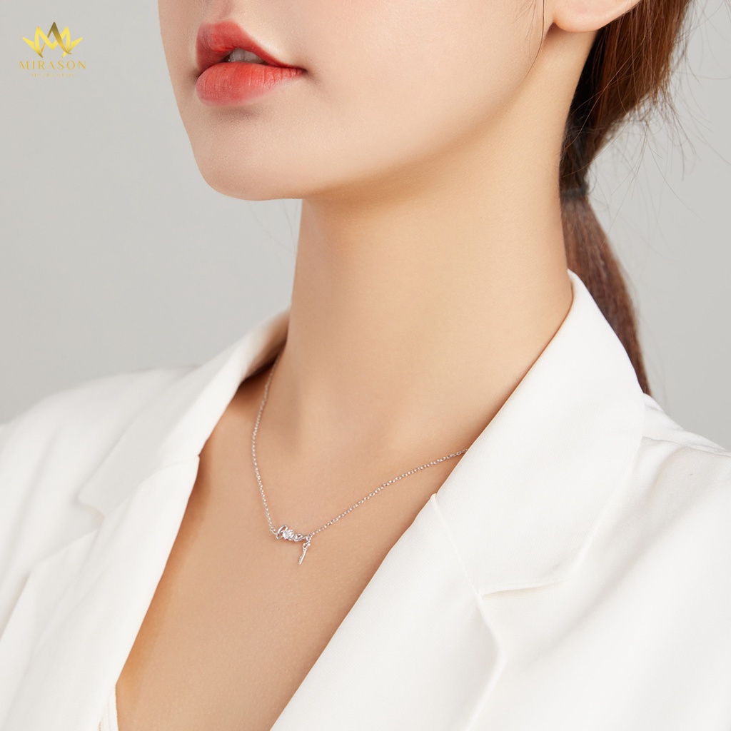 Dây Chuyền Bạc Nữ MIRASON Chữ Love Mix Chìa Khóa Tình Yêu Nạm Đá, Dây Xích MDC082 - Vòng Cổ Nữ Bạc 925 Cao Cấp