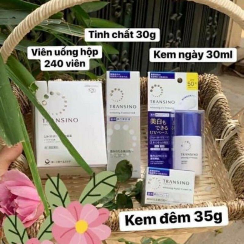 Kem dưỡng trắng da Transino ban đêm 35g, Tinh chất Transino 30g