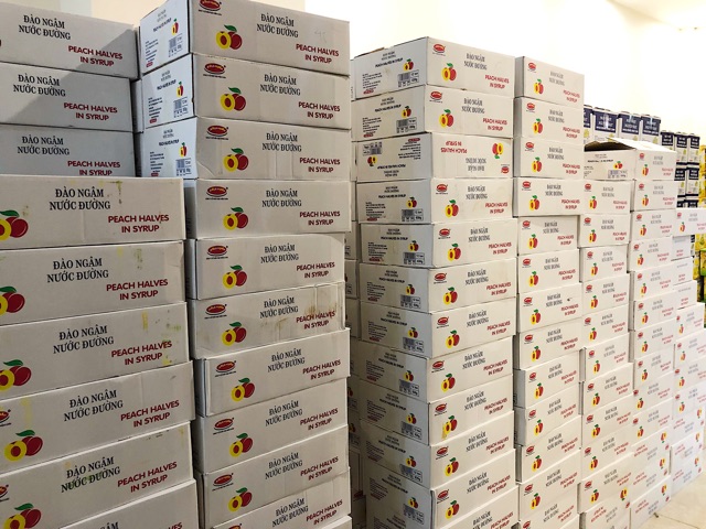 Đào ngâm nước đường Cát Long hộp to 830 gr nguồn nguyên liệu tự nhiên Thuần Việt