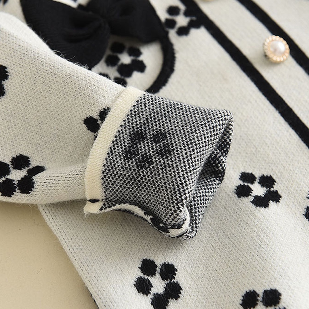 Bộ đồ BEAR LEADER gồm áo sweater đính nơ phối chân váy họa tiết hoa ba chiều phong cách Hàn Quốc cho bé gái 3-7 tuổi