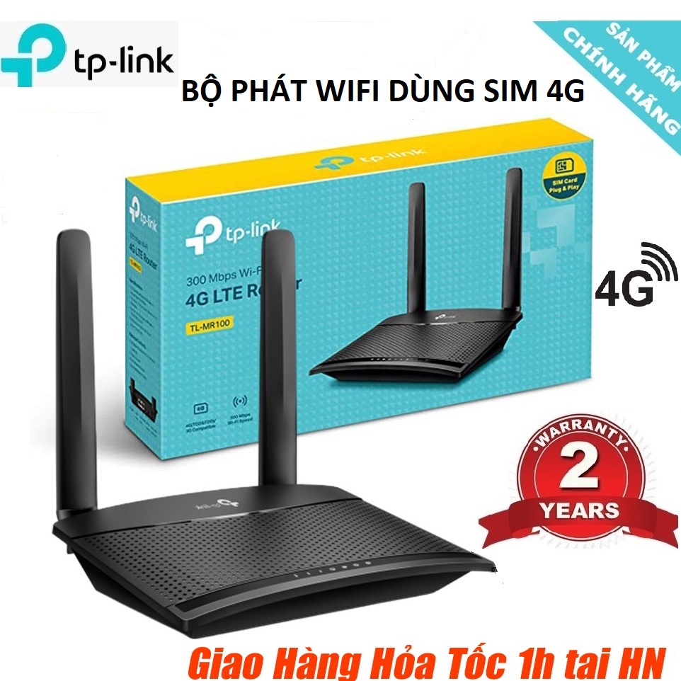 Bộ Phát WiFi Router 4G LTE TP-Link MR100 Chuẩn N Tốc Độ 300 Mbps - Hàng Chính Hãng