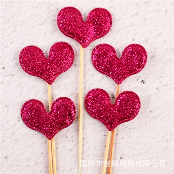 Set 5 que nhũ tim hồng đậm mới