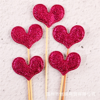 Set 5 que nhũ tim hồng đậm mới