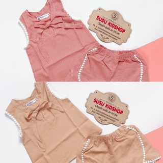 SIZE 1-12 (9-32KG) ĐỒ BỘ BÉ GÁI ÁO SÁT NÁCH QUẦN ĐÙI VẢI KATE NHẬP HỌA TIẾT VIỀN REN