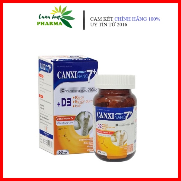 Viên uống Canxi Nano 7+ Hàm lượng cao - Giúp bổ sung canxi cho xương chắc khỏe, giảm nguy cơ loãng xương ở người già...