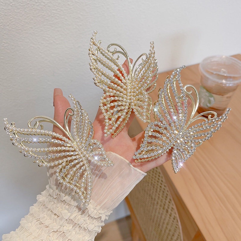 [ Đẹp Xuất Sắc] Kẹp Tóc Càng Cua Kim Loại  Butterfly Đính Đá Hàn Quốc Siêu Đẹp Siêu Sang Chảnh Cao Cấp Mainia Shop