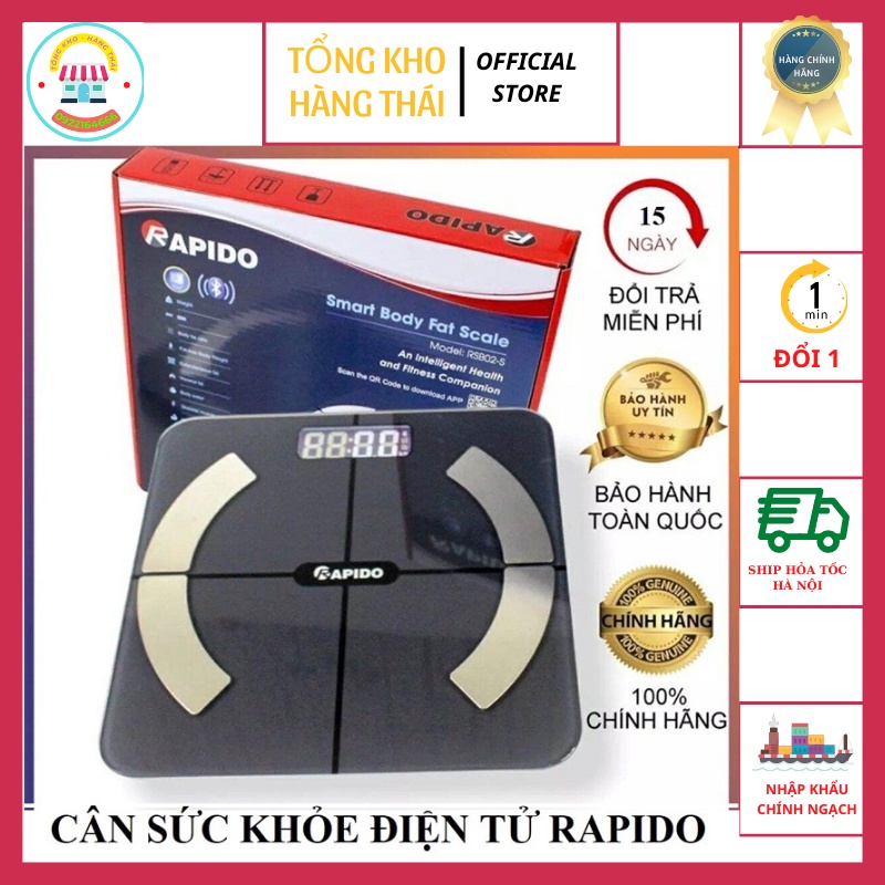 Cân Điện Tử Rapido RSF-02S. Cân Sức Khoẻ Đo Được 8 Chỉ Số Cơ Thể , Bảo Hành 6 Tháng Toàn Quốc ( SP002266)