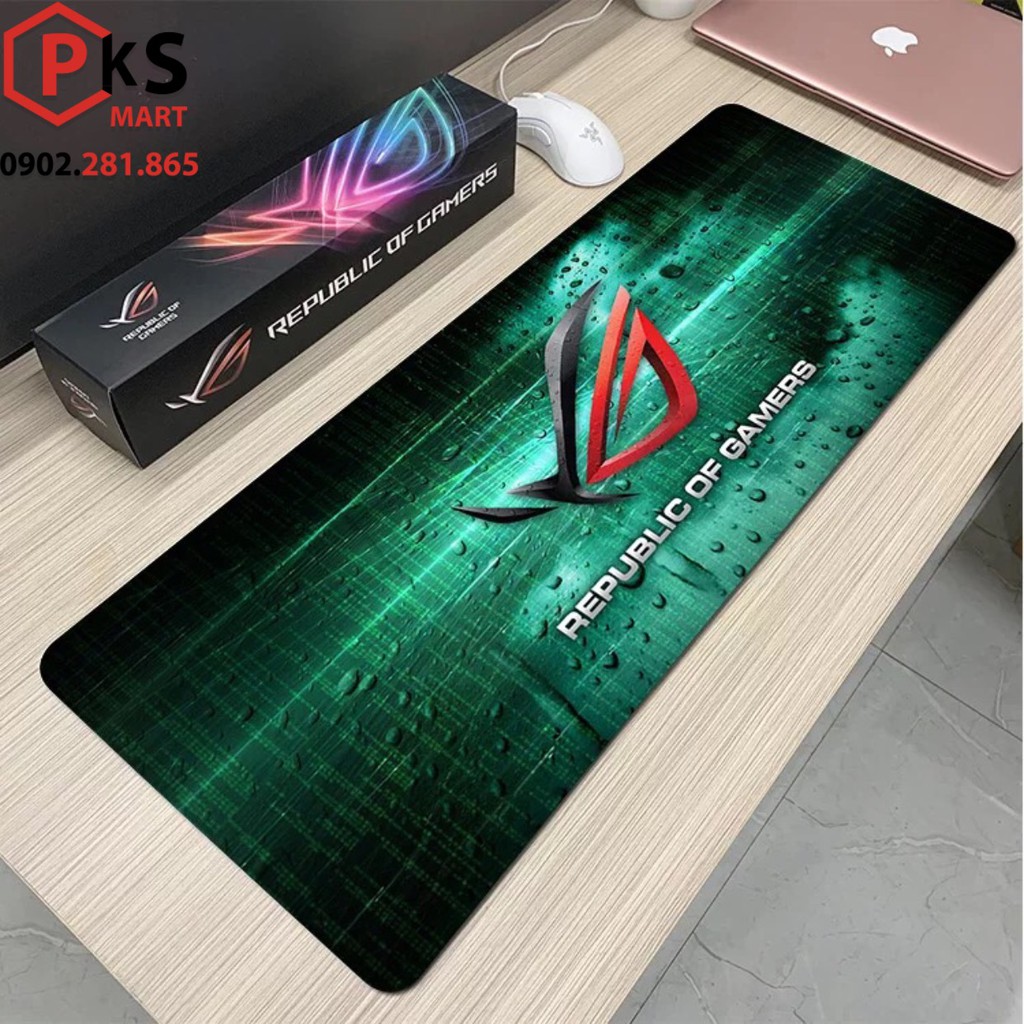 Lót chuột cỡ lớn, pad chuột 80x40x0,2cm asus rog cao cấp đế cao su chống trơn trượt, bo viền chắc chắn