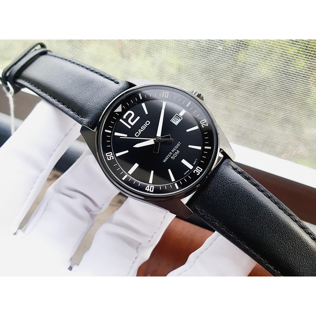 ĐỒNG HỒ NAM DÂY DA CASIO MTP E170BL-1BV CAROT WATCH