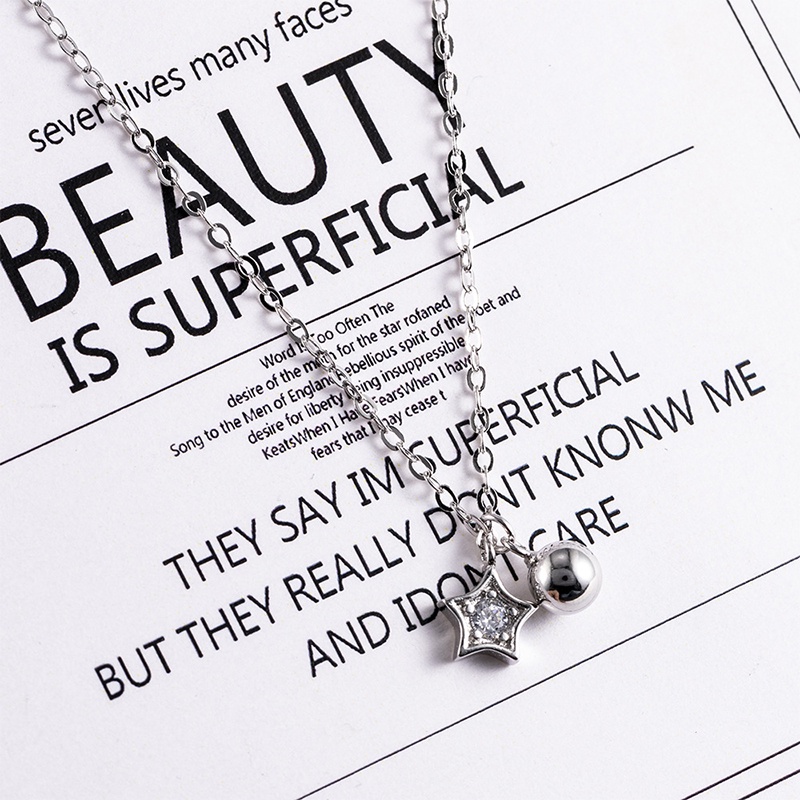 Vòng cổ Bạc Mặt Ngôi Sao Năm Cánh Sang Trọng Thời Trang Hàn Quốc Dành Cho Nữ