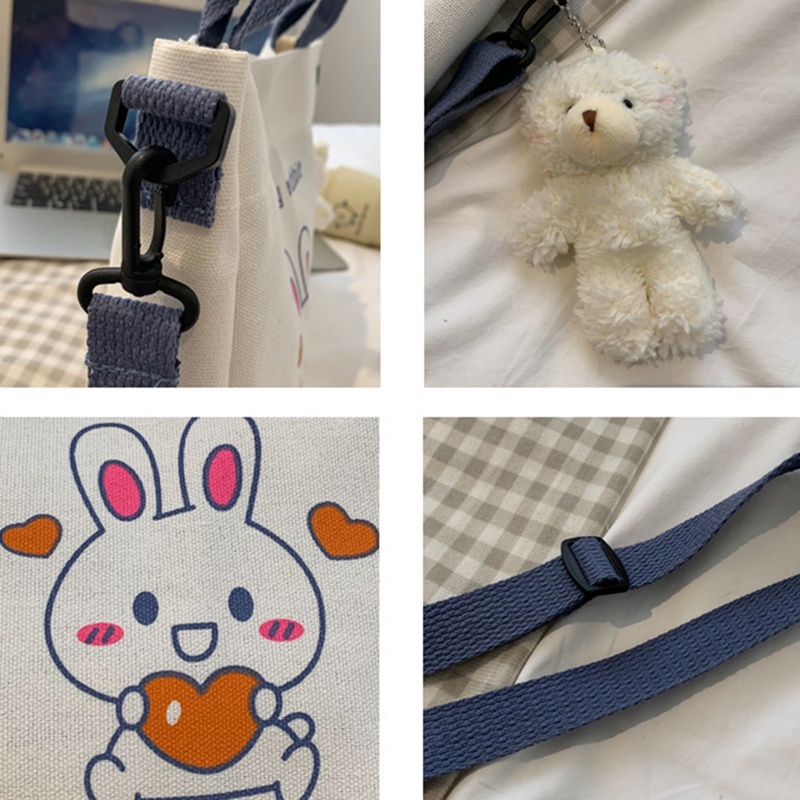 Túi Đeo Chéo Vai Bằng Vải Canvas In Họa Tiết Hoạt Hình Dễ Thương Phong Cách Hàn Quốc Thời Trang Cho Nữ