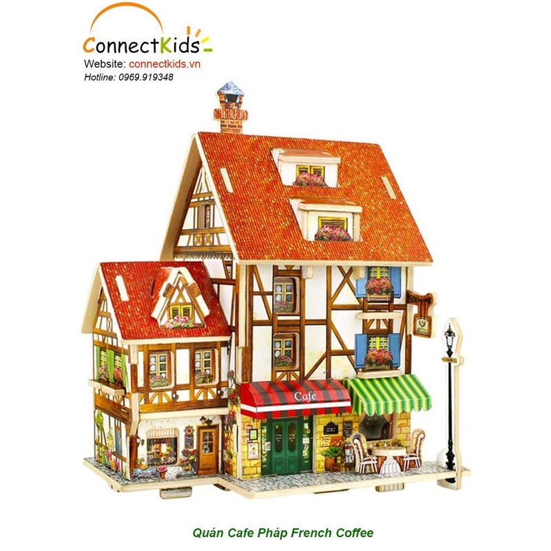 Mô Hình 3D Gỗ Robotime Tự Lắp Ráp Rẻ Đẹp Quán Cafe Pháp French Coffee