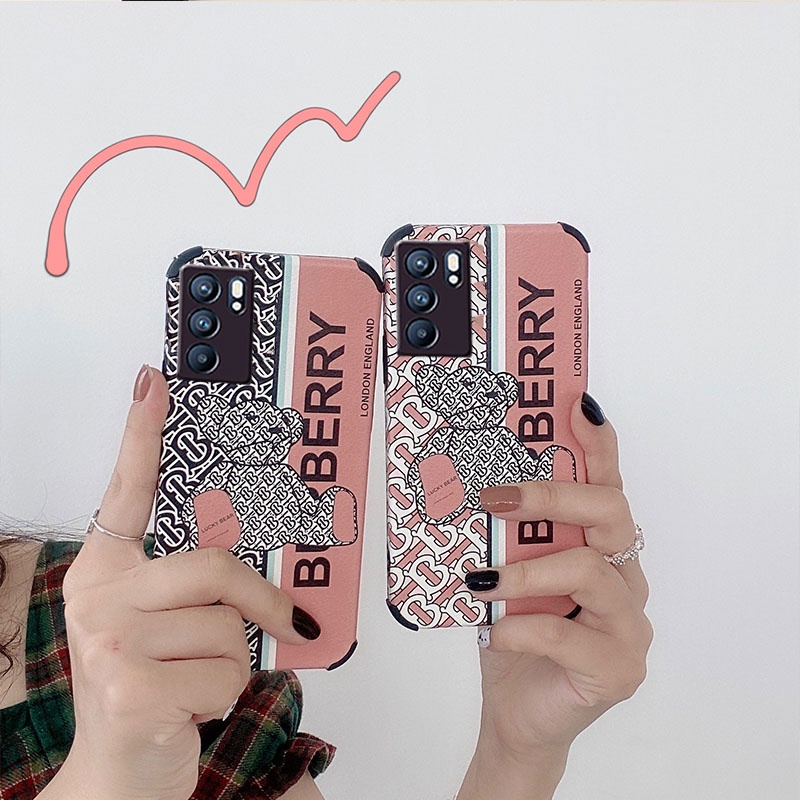 Ốp điện thoại da PU mềm chống sốc in hình gấu cho OPPO Reno 6Z 6Pro 6 5 5Pro 5F 4 4Pro 5G 4G Reno6 Z Reno5 F Reno4 Pro