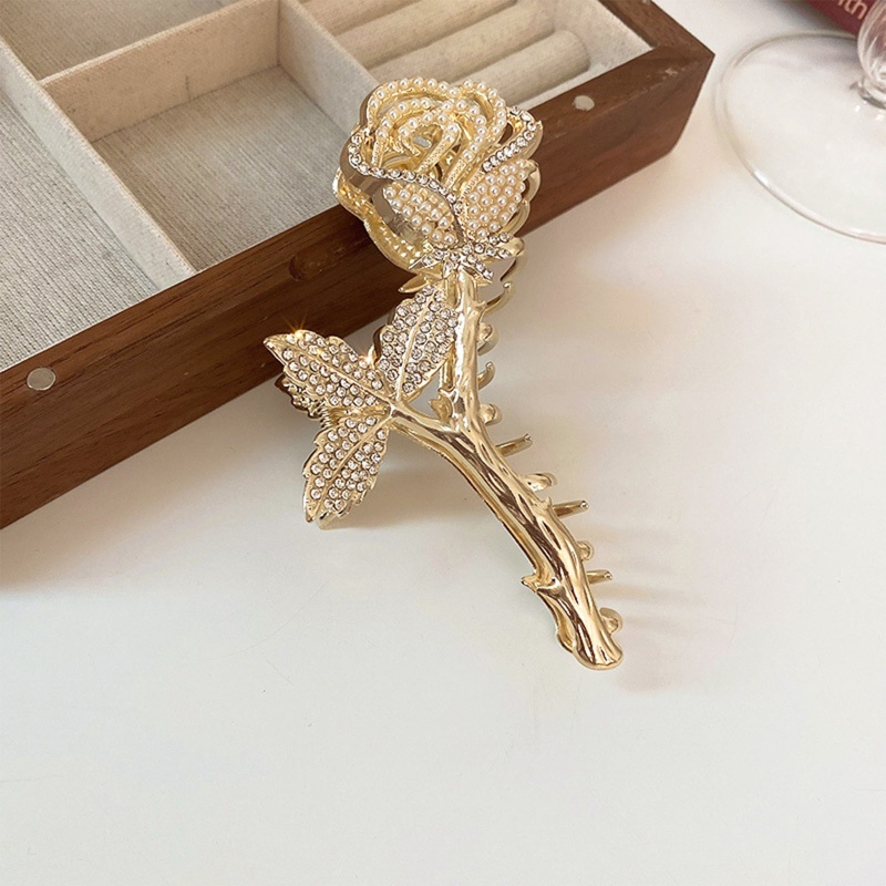 Kẹp Tóc Đính Hoa Hồng Lấp Lánh Thanh Lịch Cho Nữ