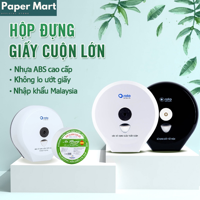 Hộp đựng giấy vệ sinh cuộn lớn gắn tường Roto Đen/Trắng Bảo hành 10 năm