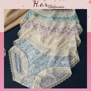Quần Lót Nữ Ren Đẹp Cao Cấp Phối Viền Họa Tiết Hoa Tone Màu Pastel QR05 - Her Sleepwear
