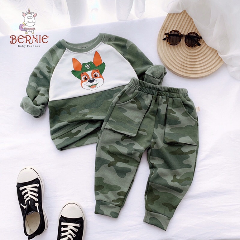 Bộ dài tay bé trai rằn ri hoạ tiết chú chó cứu hộ