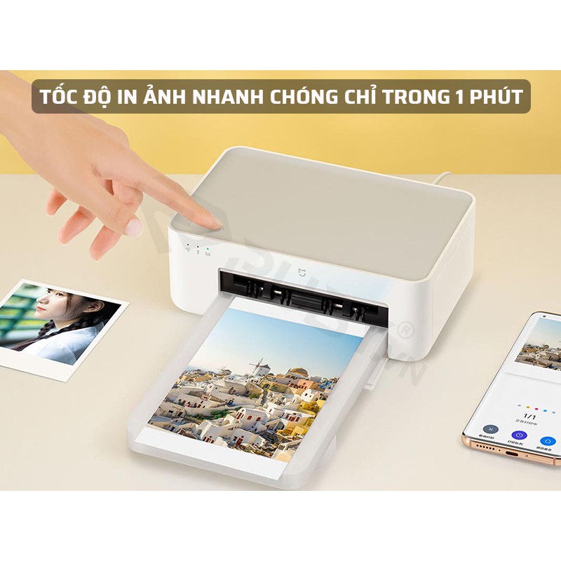 Máy In Ảnh Mini Xiaomi Mijia 1S, Kết Nối Wifi App Mihome Bluetooth, Chất Lượng full HD 1280p