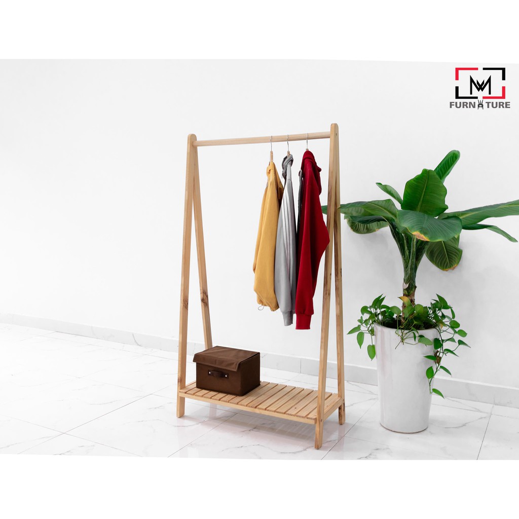 GIÁ TREO QUẦN ÁO 1 TẦNG CAO 1M48 SIZE M MÀU TỰ NHIÊN - AHANGER 1F 1 MÉT48 | BigBuy360 - bigbuy360.vn