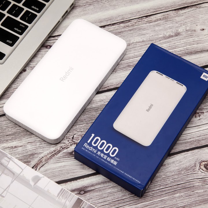 Pin sạc dự phòng Xiaomi Redmi PB100LZM 10000mAh hỗ trợ 2 cổng sạc vào (Trắng)