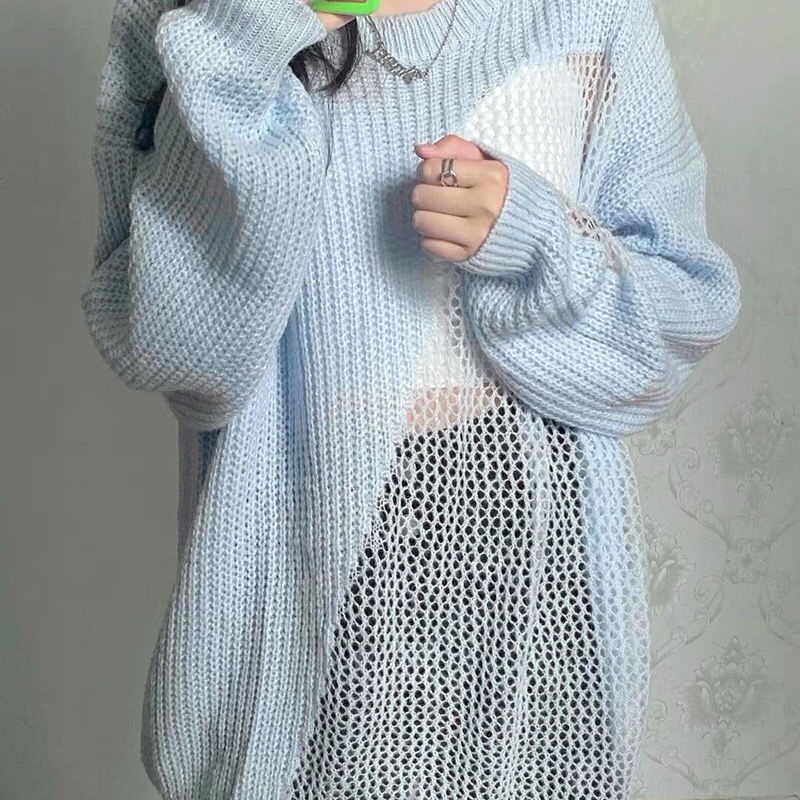 Áo Sweater Khoét Lỗ Phong Cách Phương Tây Ngọt Ngào Cho Nữ