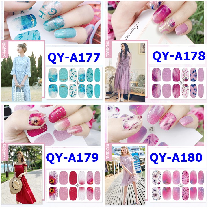 [Sỉ-Rẻ] Bộ dán móng tay nail sticker gồm 12 móng, không thấm nước, có độ đàn hồi tốt Phần 2 QYA [Lẻ-Sỉ]