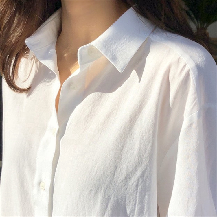 Áo Sơ Mi Trắng Dài Tay Thời Trang Xuân Thu Cho Nữ