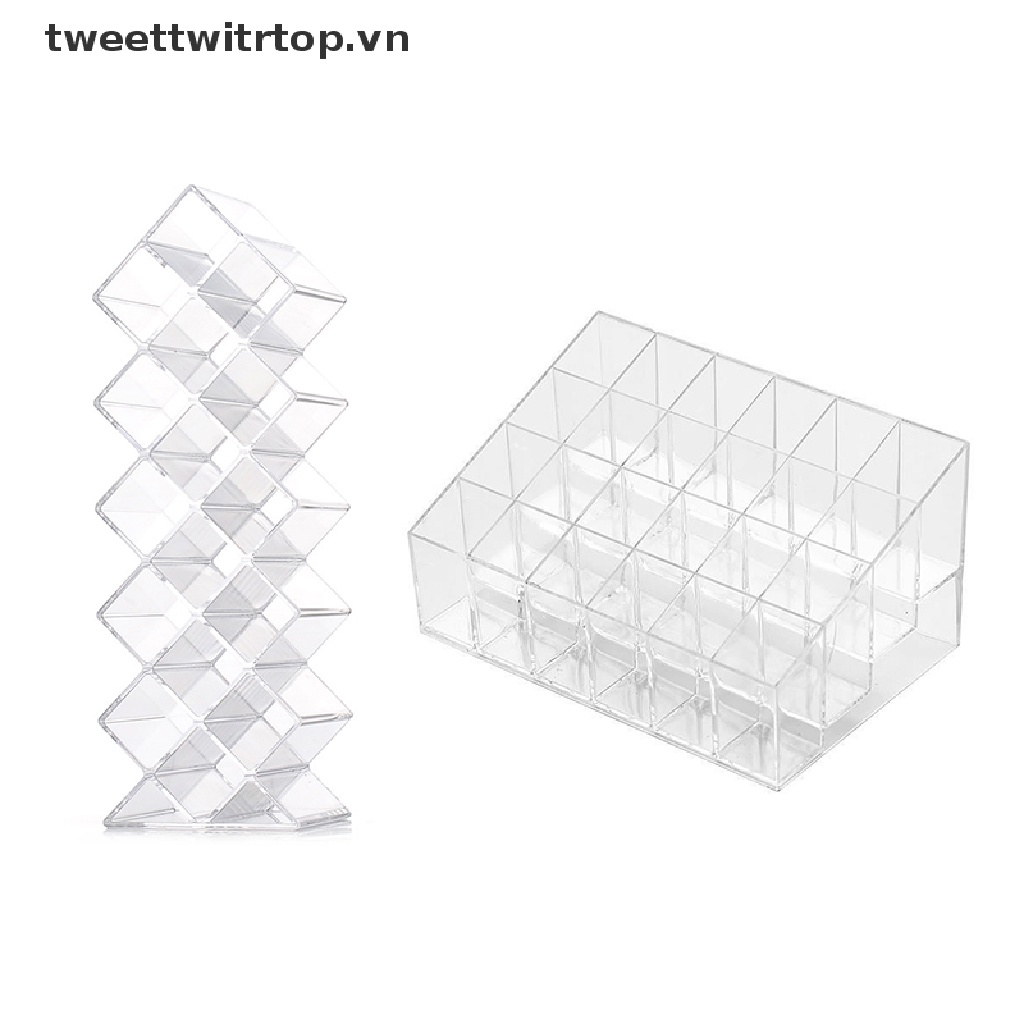 Khay Nhựa Acrylic Trong Suốt 16 / 24 Ngăn Đựng Son Môi Tiện Dụng