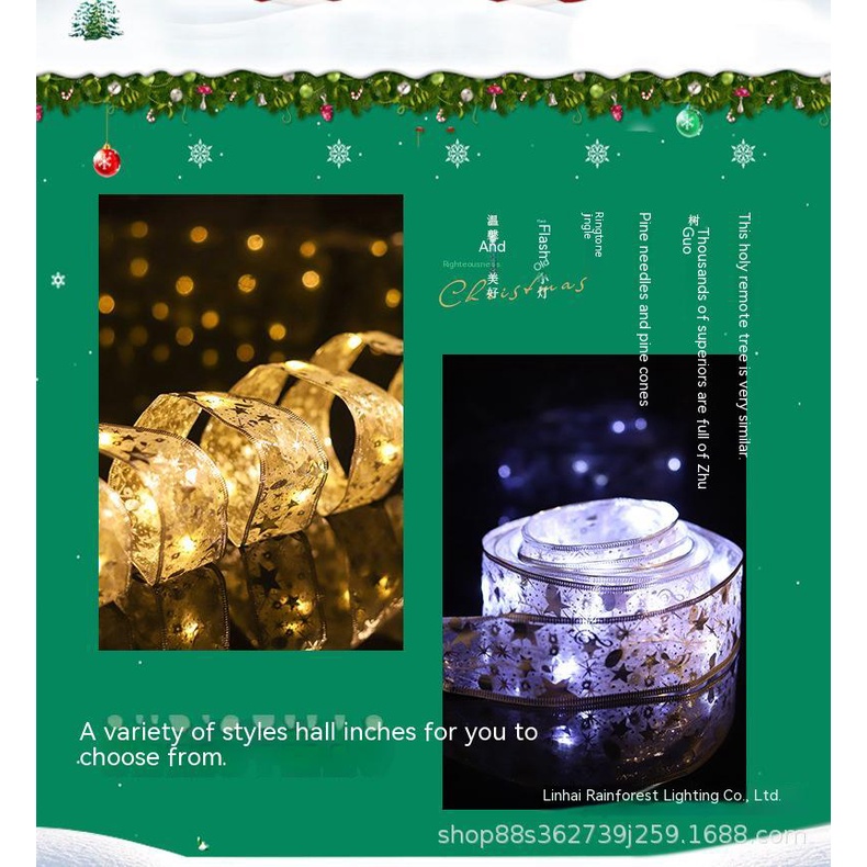 Cuộn Dây Ruy Băng Trang Trí Giáng Sinh Có Đèn LED