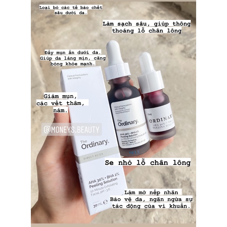 (BILL US)Serum Tẩy Da Chết The Ordinary AHA 30% + BHA 2% Peeling Solution