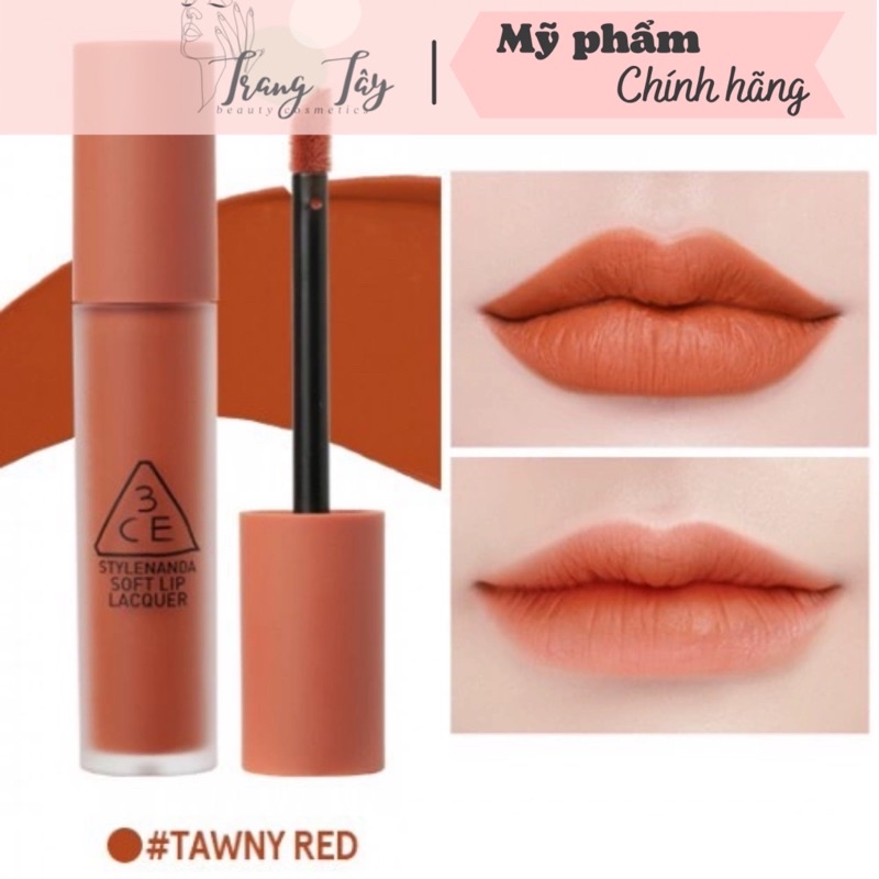 Son kem 3CE SOFT LIP LACQUER - Tawny Red.