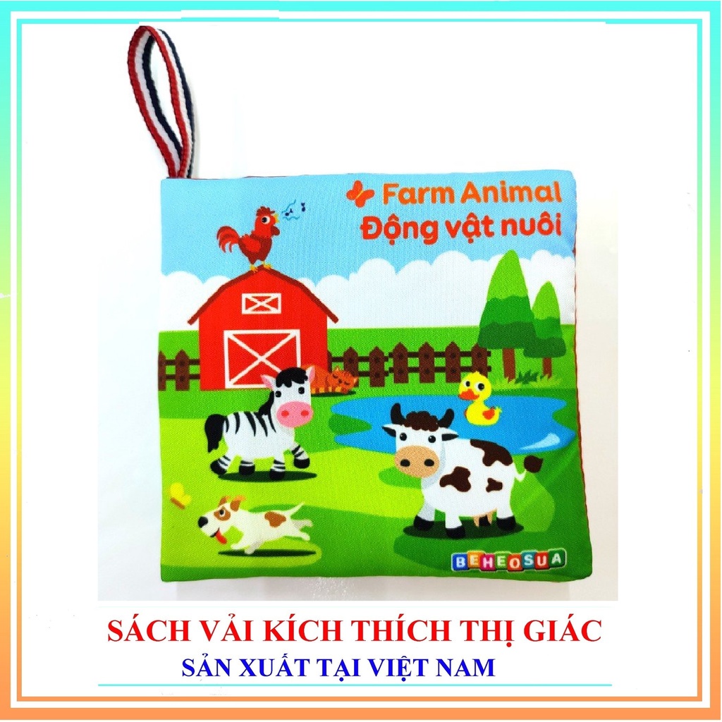 Sách vải cho bé sơ sinh 1 2 3 4 5 6 tuổi đồ chơi thông minh giáo dục sớm montessori song ngữ kích thích thị giác TOPKIDS